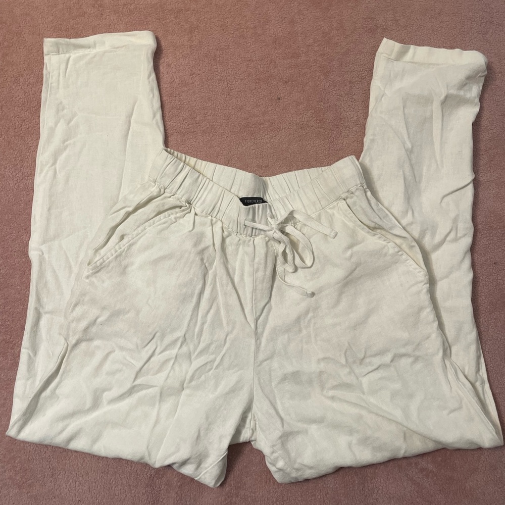 White linen pants